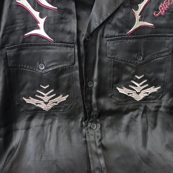 Diesel 100% Rayon-Viscose Casual Button Down Short Sleeve Black Shirt Size S - Picture 2 of 14